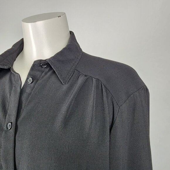 Have Black Pleated Button Up Long Sleeves Top Size L - Picture 3 of 9